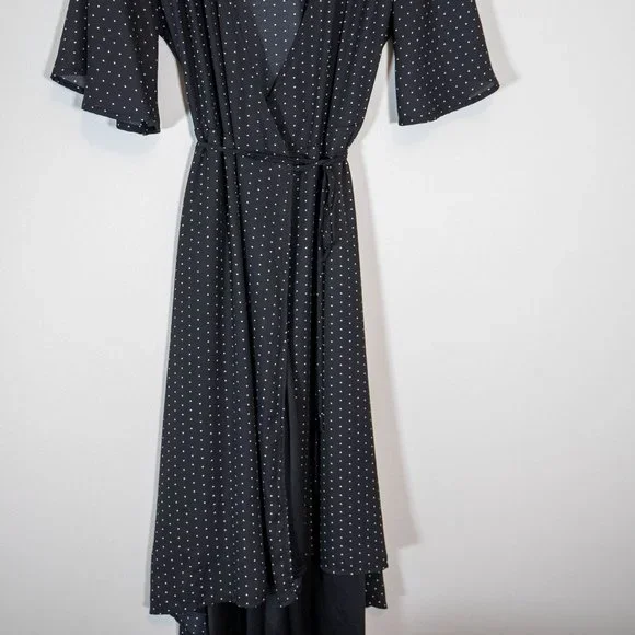 Lulu's Farah Black Print Midi Wrap Dress - Picture 7 of 15